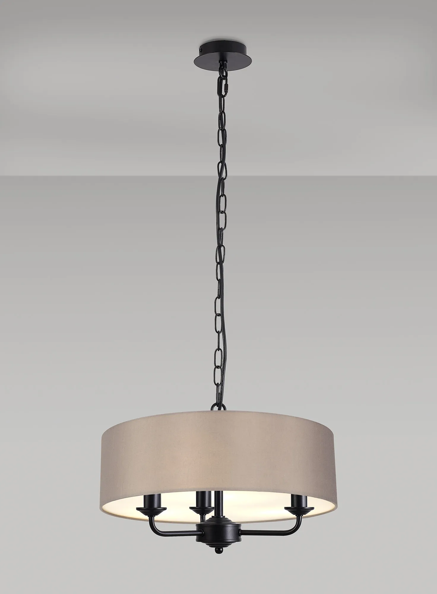 Banyan 45cm 3 Light Pendant Matt Black; Grey DK1010  Deco Banyan MB GR